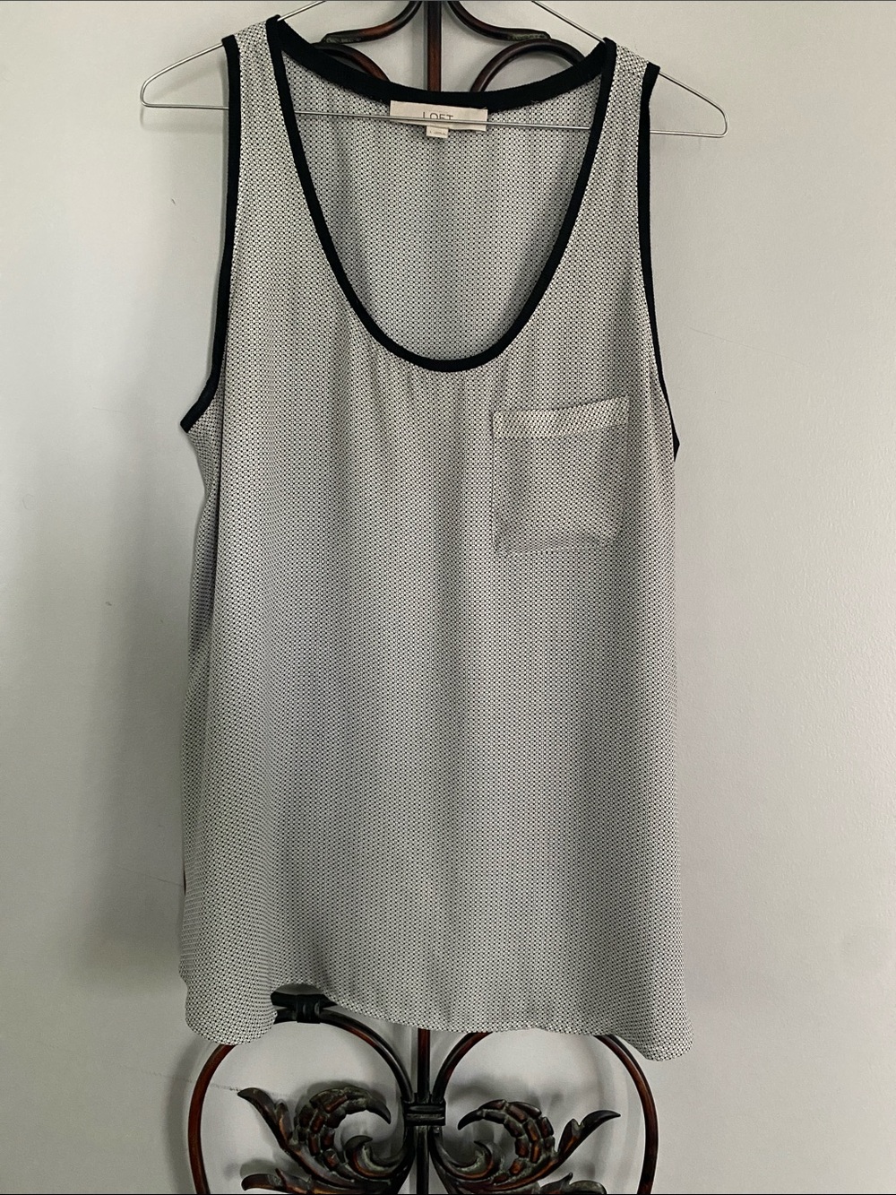 LOFT Black and White Sleeveless Pocket Tank